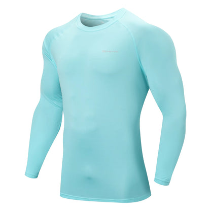 Men'S Long Sleeve UPF 50+ Rash Guards Diving UV Protection Lightweight T-Shirt Loose Fit Swimming Quick Drying Surfing T-Shirt