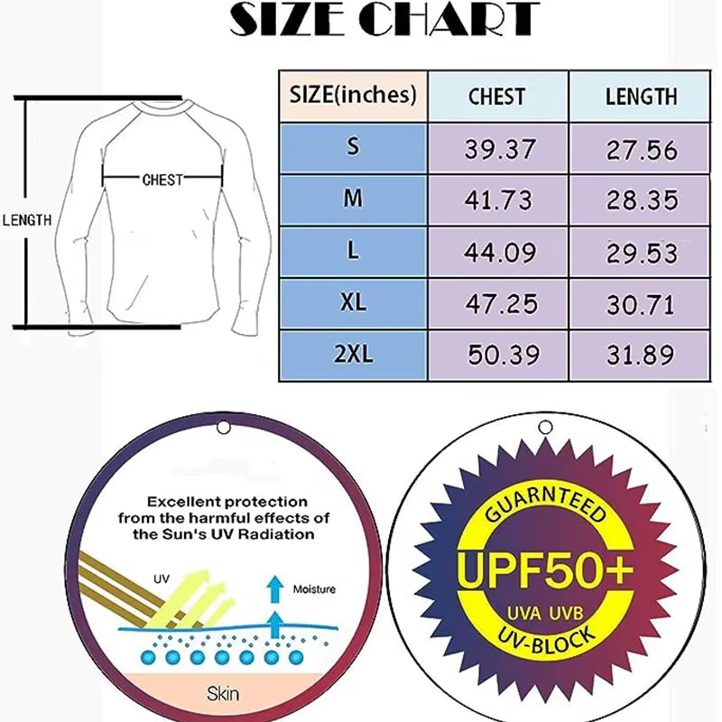 Men'S Long Sleeve UPF 50+ Rash Guards Diving UV Protection Lightweight T-Shirt Loose Fit Swimming Quick Drying Surfing T-Shirt