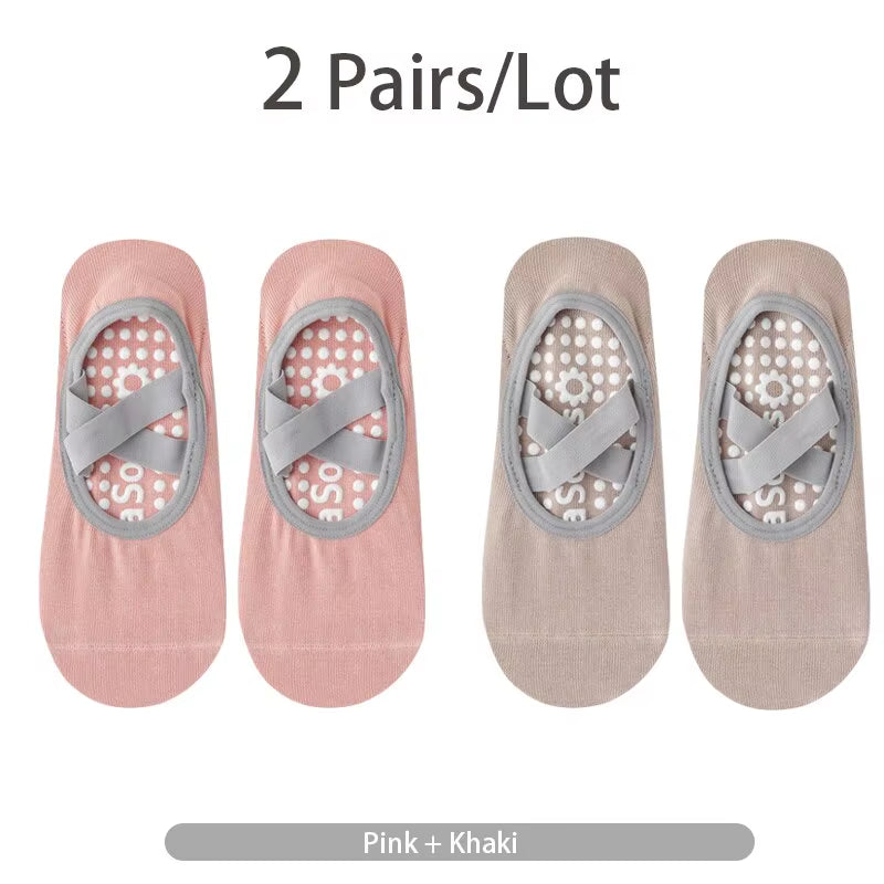 Women Yoga Socks Non Slip Grip Cotton Pilates Socks Ladies Ballet Dance Sports Socks anti Slip Camping Fitness Ankle Gym Socks