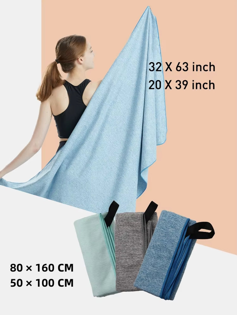 Microfiber Quick Dry Gym Towel Silver ION Odorfree Absorbent Fiber Fast Drying Workout Gear for Body Sweat Working Out (M1)