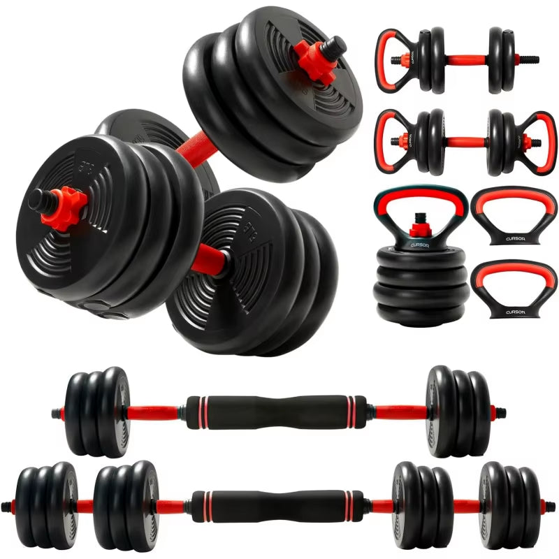 AQ 4-IN-1 Adjustable Dumbbells Set,Work as Dumbbell/Barbell/Kettlebell/Push up Stand,Home Gym Weights Strength Tra