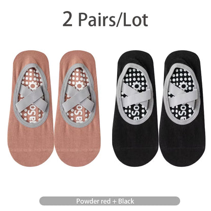 Women Yoga Socks Non Slip Grip Cotton Pilates Socks Ladies Ballet Dance Sports Socks anti Slip Camping Fitness Ankle Gym Socks