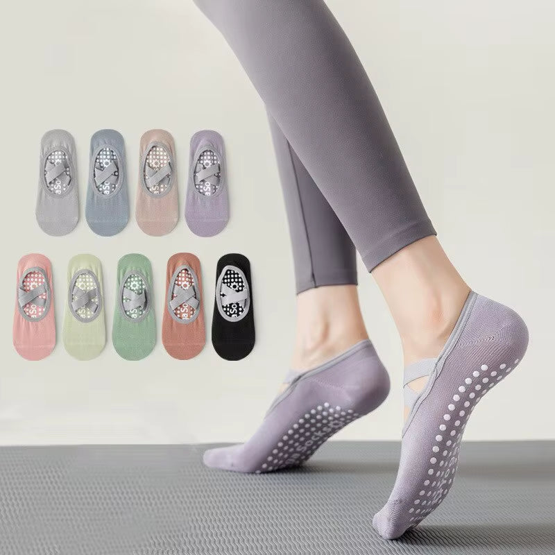 Women Yoga Socks Non Slip Grip Cotton Pilates Socks Ladies Ballet Dance Sports Socks anti Slip Camping Fitness Ankle Gym Socks