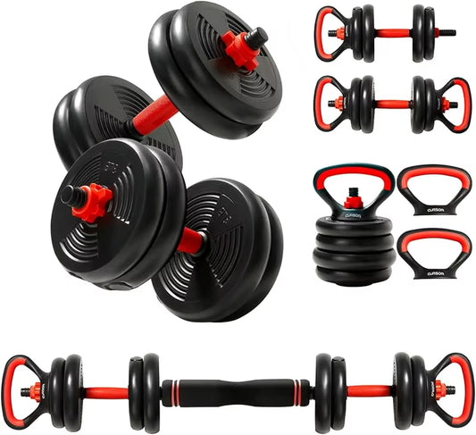 AQ 4-IN-1 Adjustable Dumbbells Set,Work as Dumbbell/Barbell/Kettlebell/Push up Stand,Home Gym Weights Strength Tra