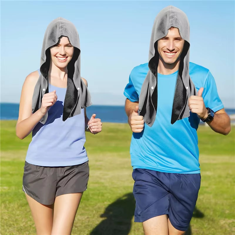 Cooling Hoodie Towel Sweat Absorption Extra Soft Sun Protection Quick Drying Sweat Towel Neck Wrap Sports Supplies